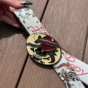 Skull and Heart Belt with Graphic Design